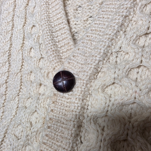 Vintage 90's L.L. Bean Ireland Wool Knit Fishermen Cardigan Sweater Men XL - Picture 8 of 8